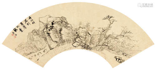 毕涵（1732～1807） 仿丹邱竹石 镜心 纸本