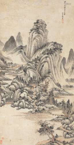 杨晋（1644～1728） 1704年作 仿吴仲圭山水 立轴 纸本