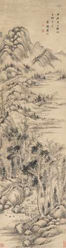 屠倬（1781～1828） 1814年作 仿王烟客山水 立轴 纸本
