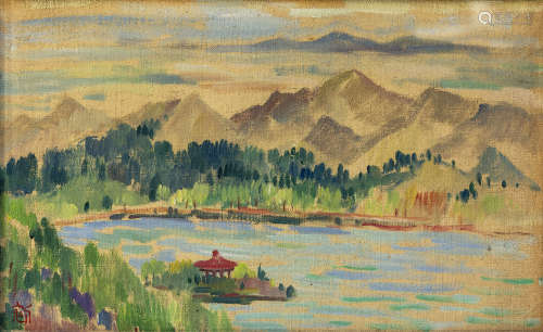 周碧初（1903～1995） 1980年作 望山亭 布面油画