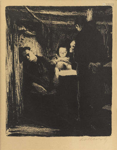 珂勒惠支（1867～1945） 织工的反抗六件一组：贫穷、死亡、商议、织工队、突击、收场 石版画 蚀刻版画