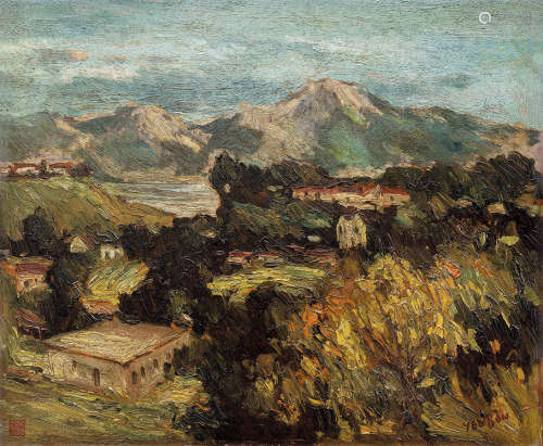 余本（1905～1995） 1952年作 风景 布面油画