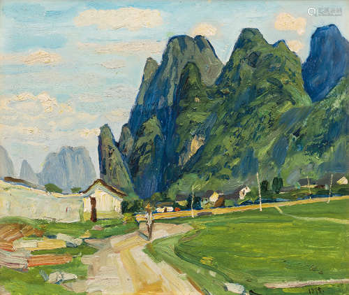 陈钧德（b.1937） 1980年作 桂林山水 布面油画