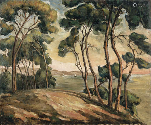 黄显之（1907～1991） 1943年作 嘉陵江畔 布面油画