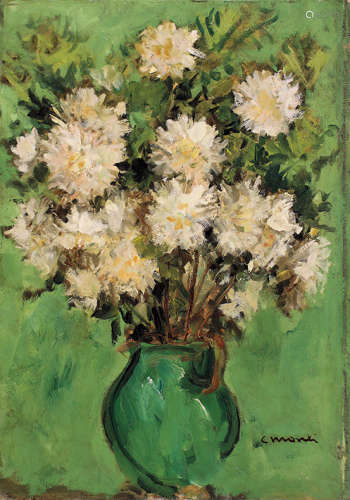 凯撒 蒙蒂（#） 1950年作 白色的花卉 布面油画