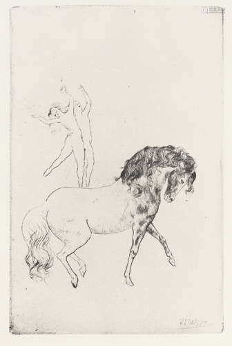 毕加索（1881～1973） 1950年作 马戏团 干刻铜版画于Arches纸