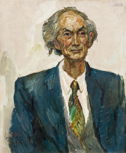 罗尔纯（1930～2015） 1998年作 刘范国像 布面油画