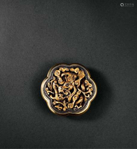 十六世纪 西藏铁减金包18K金皮带扣