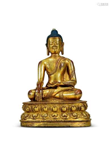 明十六世纪 铜鎏释迦牟尼佛坐像