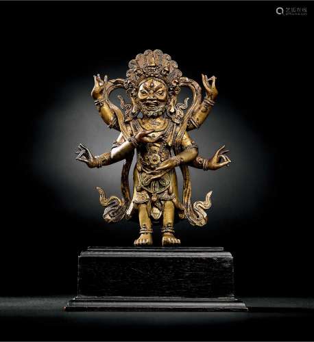 清十八世纪 铜白玛哈嘎拉站像