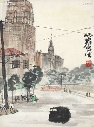朱屺瞻（1892～1996） 街景 镜心 纸本