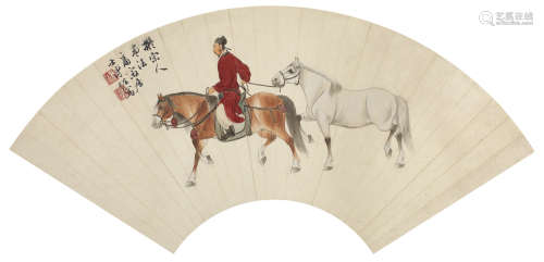 溥佐（1918～2001） 牵马图 镜心 纸本
