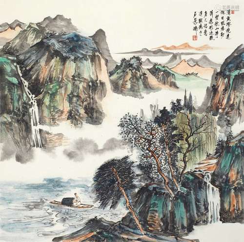 石景瑞（b.1979） 林泉泛舟 镜心 纸本