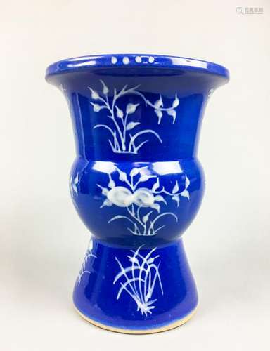 A Qing Period Blue-Glazed 'Flower' Vase, Zhadou