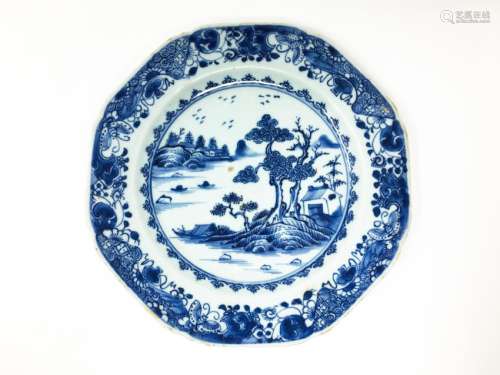 Two 18th Century Blue And White 'Flower' Dishes