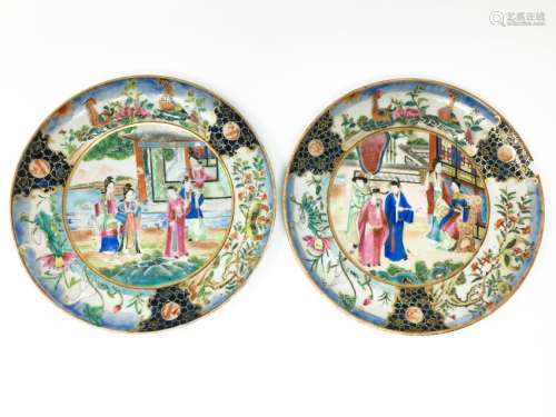 Two 19th Century Guangcai 'Figure' Dishes
