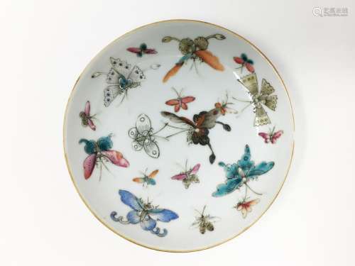 A 19th Century Famille Rose 'Butterfly' Dish With Tongzhi Mark