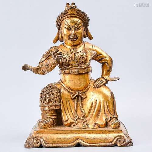 A Fine Gilt Bronze Figure Of Guangong