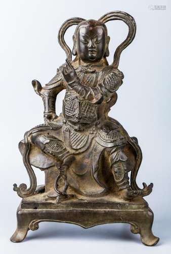 A Chinese Tibetan Bronze Figure Of Emperor Zhenwu