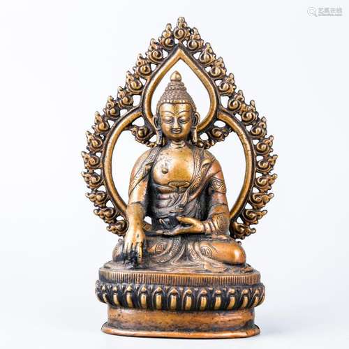 A Chinese Tibetan Bronze Figure Of Shakyamuni