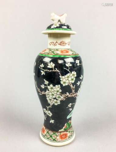 A Late Qing Period Wucai 'Plum' Covered Vase