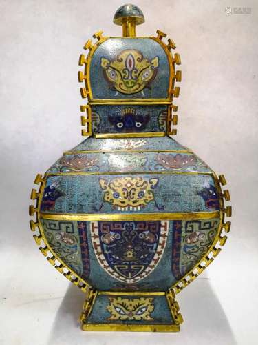 A Fine Cloisonne Enamel Zun-Shaped Jar