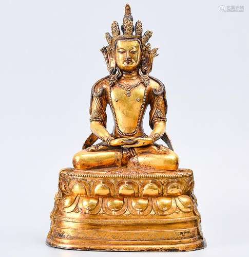 A Fine Gilt Bronze Figure Of Amitayus