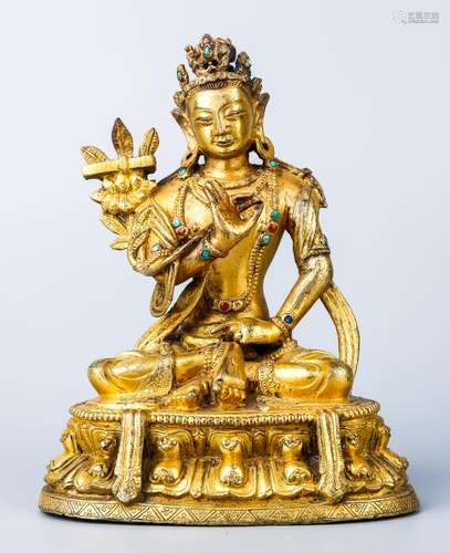 A Chinese Gilt Bronze Figure Of Bodhisattva