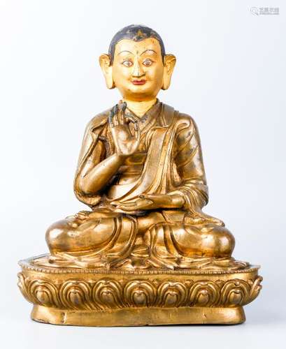 A Chinese Tibetan Bronze Figure Of Dalai Lama