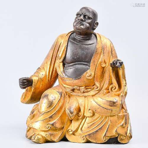 A Fine Gilt Bronze Figure Of Luohan