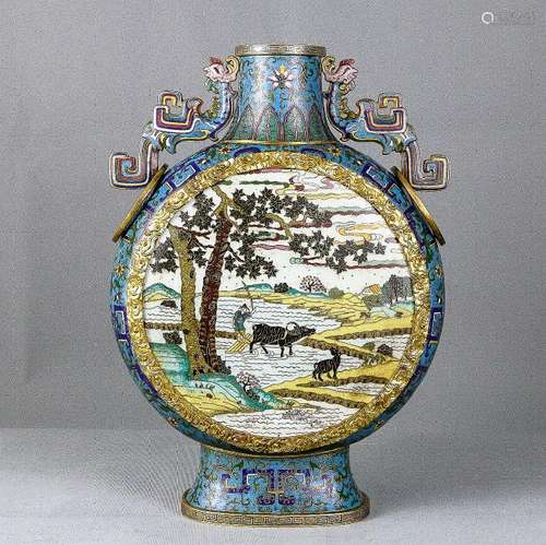 A Fine Cloisonne Enamel Double Handled Vase