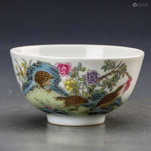 A Fine Famille Rose 'Flower And Bird' Bowl