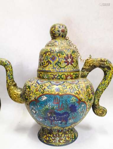 A Fine Cloisonne Enamel 'Qilin' Vase