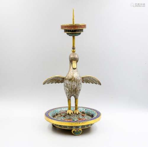 A Fine Cloisonne Enamel Candlestick