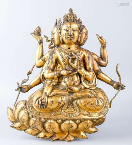 A Finely Cast Chinese Bronze Figure Of Usnisavijaya