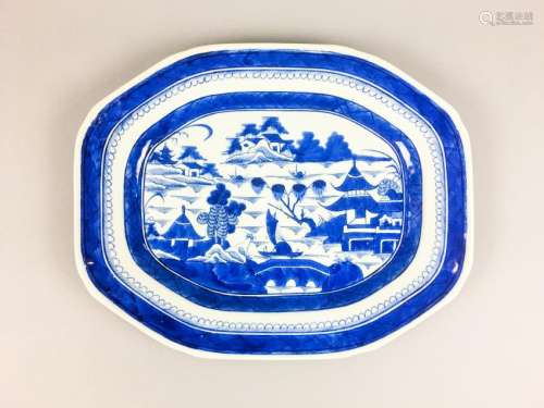 A Qing Period Blue And White 'Landscape' Dish