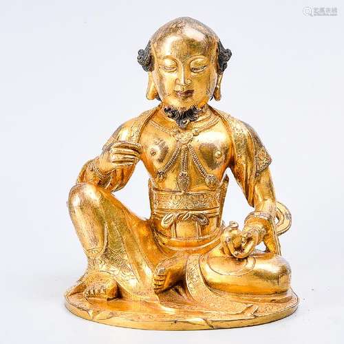 A Fine Gilt Bronze Figure Of Guanyin