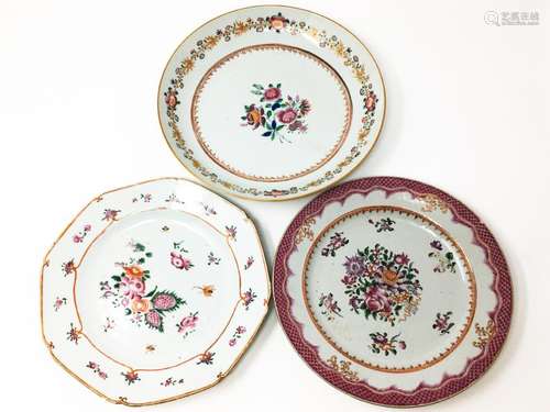 Three Small 18th Famille Rose 'Flower' Dishes