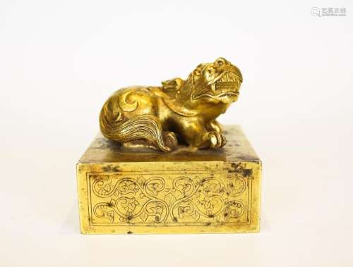 A Fine Gilt Bronze 'Beast' Seal