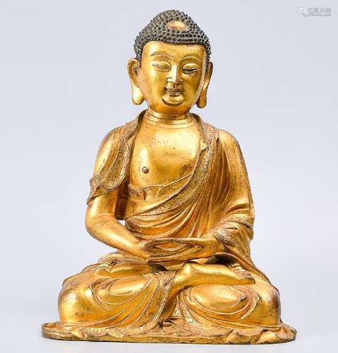 A Fine Gilt Bronze Figure Of Buddha Amitabha