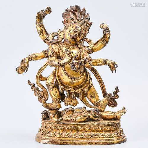 A Fine Gilt Bronze Figure Of Mahakala