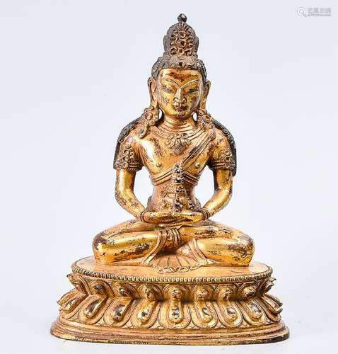 A Fine Gilt Bronze Figure Of Amitayus