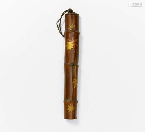 CASE FOR INCENSE STICKS WITH AUTUMN MAPLE LEAVES.