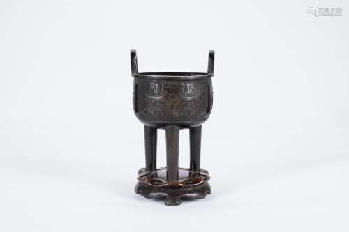 Chinese tripod bronze incense burner.