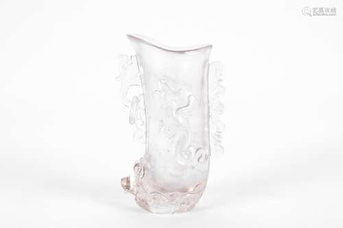 Chinese rock crystal flower vase