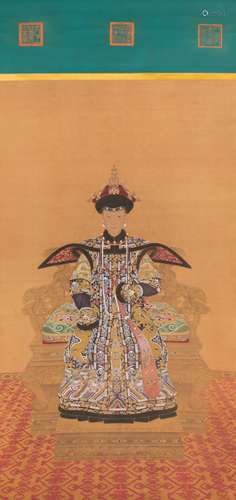 Chinese painting scroll of an empress.