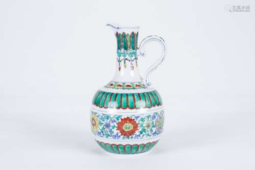 Chinese doucai porcelain ewer, Yongzheng mark.