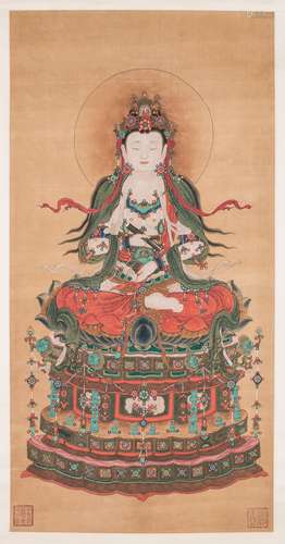 Chinese painting scroll of Guanyin.