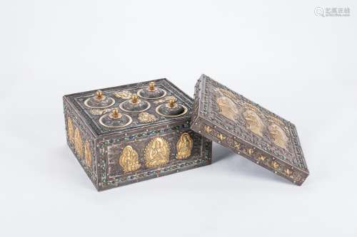 Chinese gilt silver buddhist box.