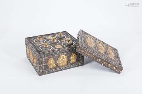 Chinese gilt silver buddhist box.